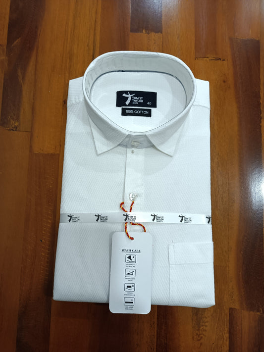 Pure Cotton White Solid Shirt (40 FS)