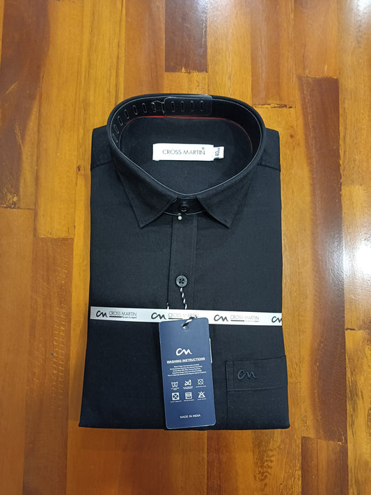 Pure Cotton Black Solid Shirt (40 FS)