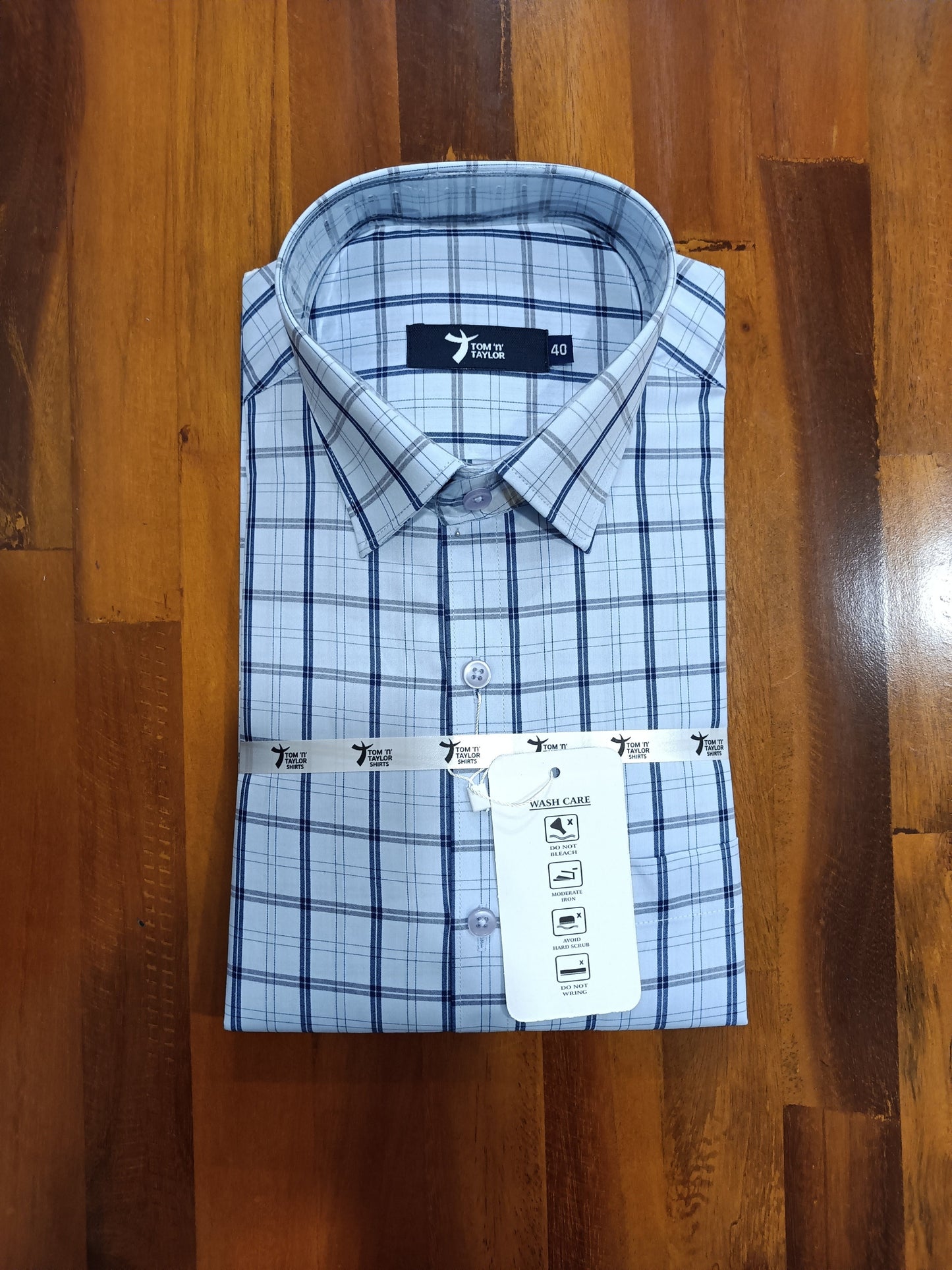 Pure Cotton Light Blue Checkered Shirt (40 FS)
