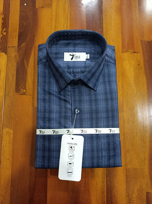 Pure Cotton Blue Checkered Shirt (42 FS)