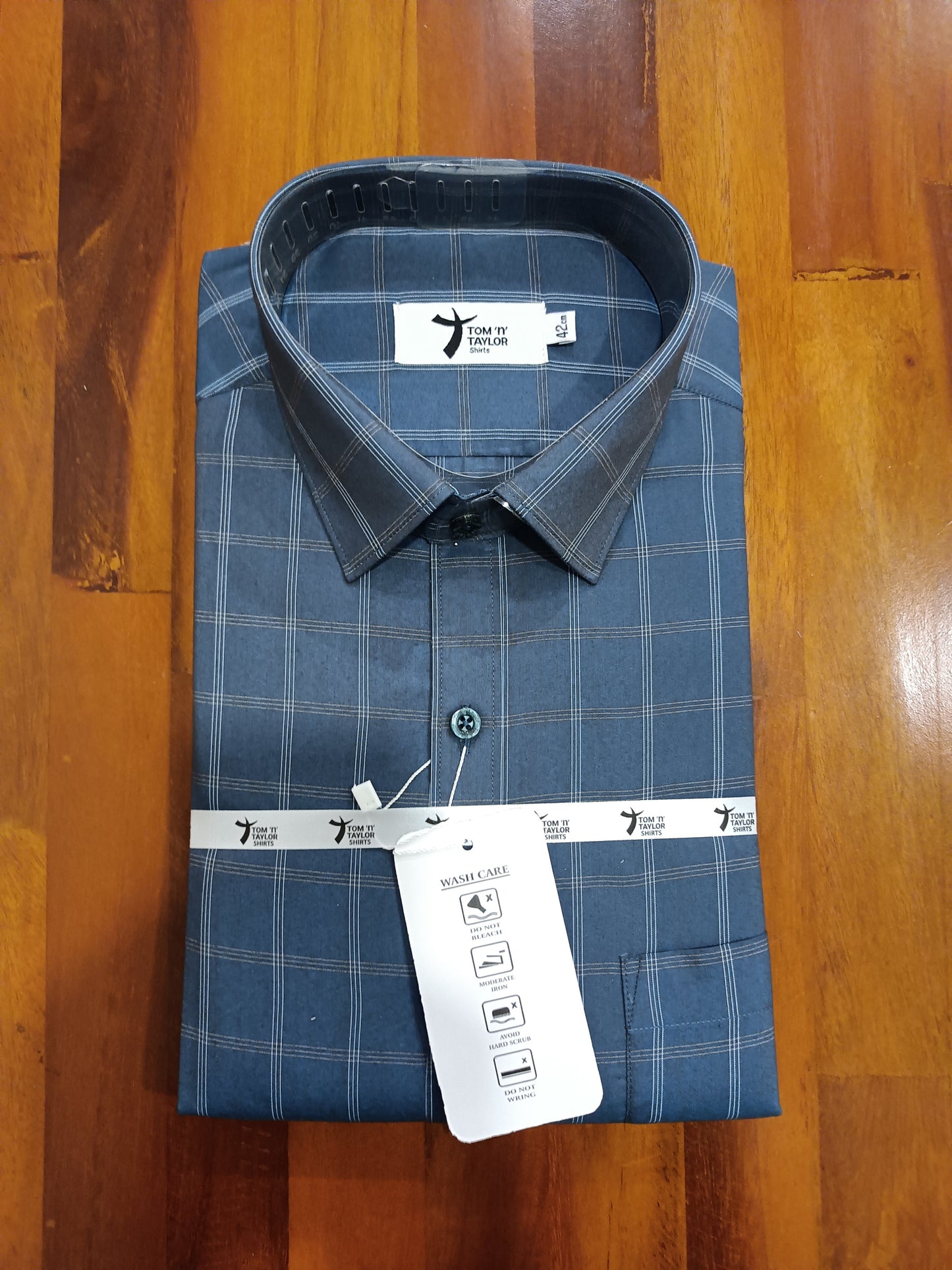 Pure Cotton Grey Checkered Shirt (42 FS)