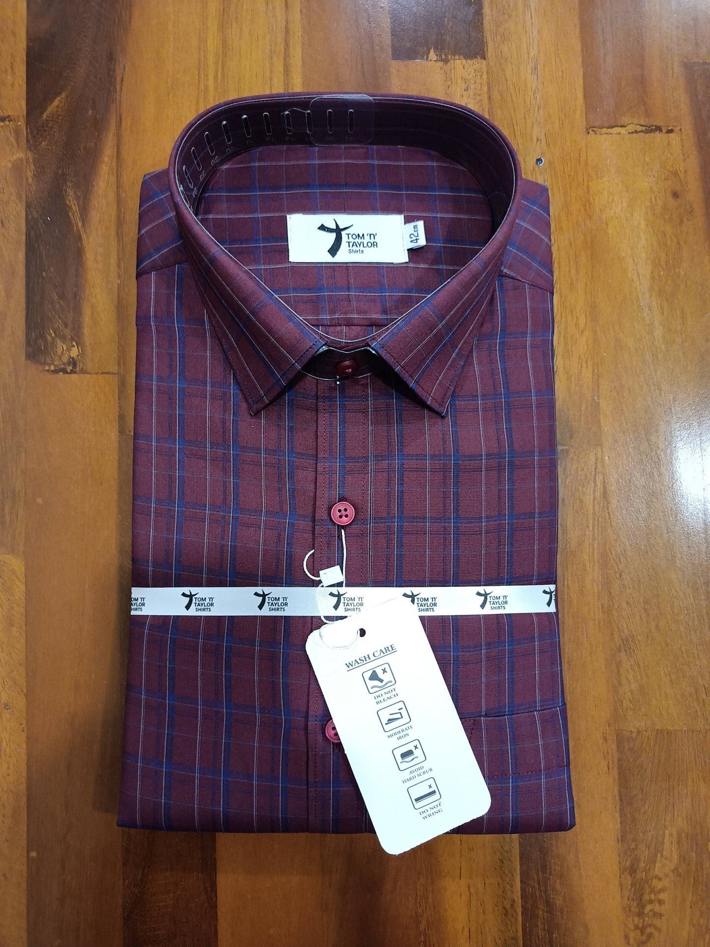 Pure Cotton Maroon Checkered Shirt (42 FS)