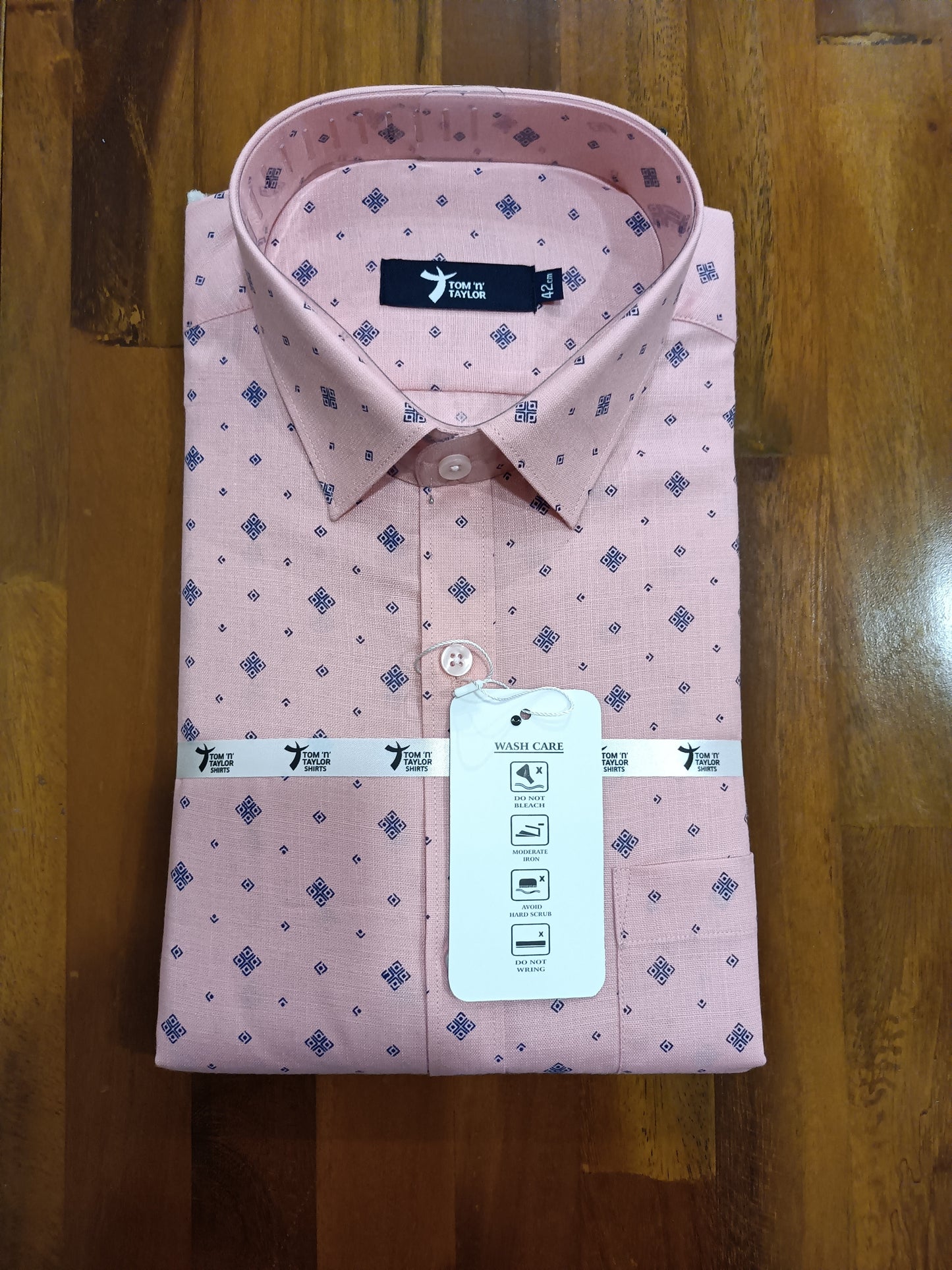 Pure Cotton Peach Printed Shirt (42 FS)