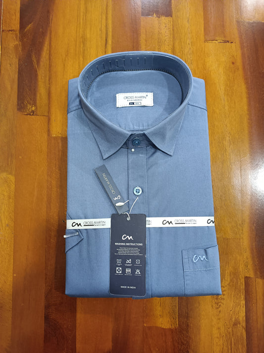 Pure Cotton Grey Solid Shirt (42 HS)