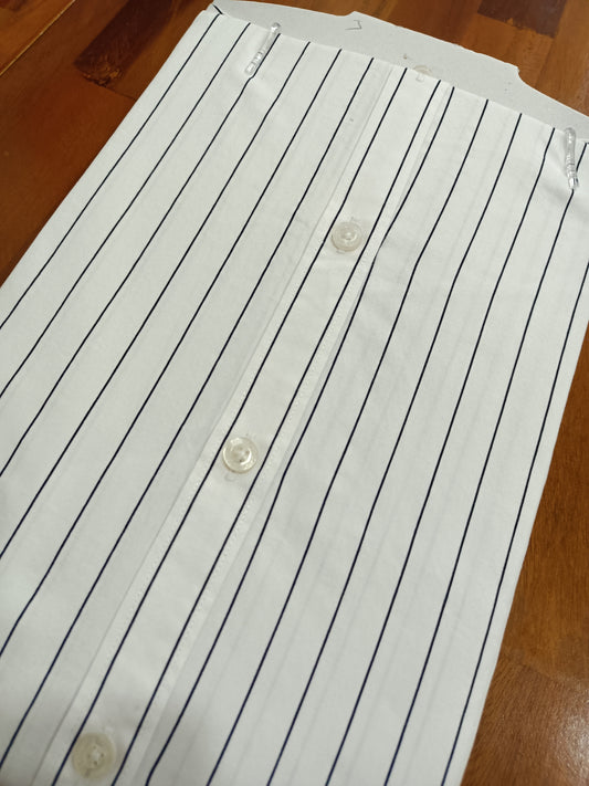 Pure Cotton White Striped Shirt (42 HS)