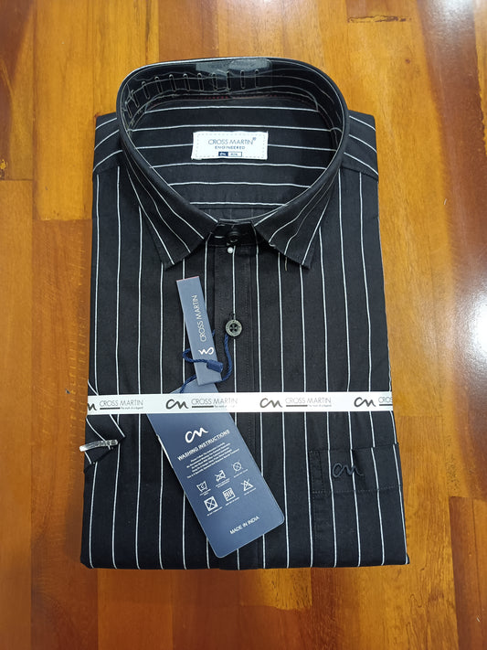 Pure Cotton Black Striped Shirt (42 HS)