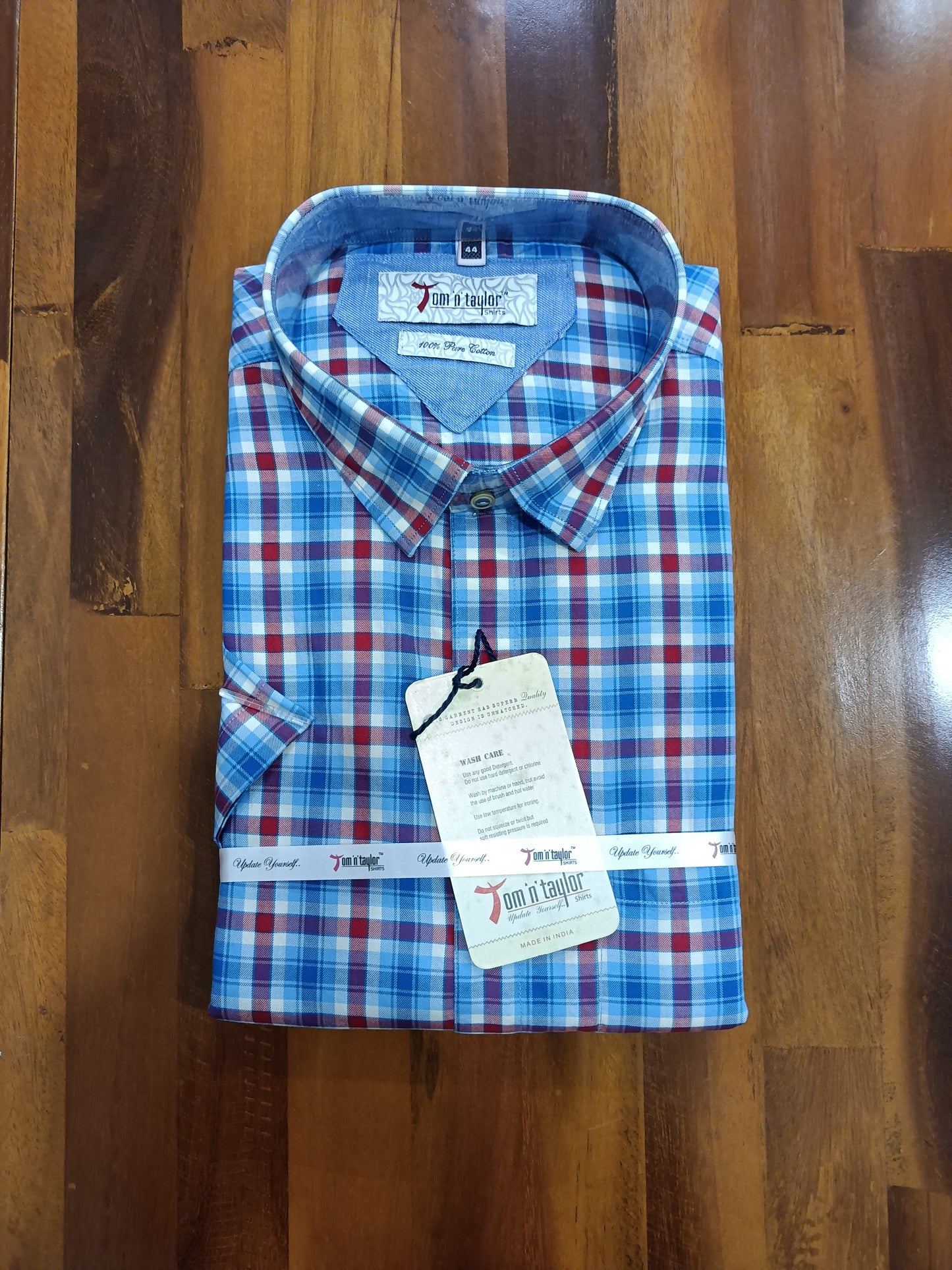 Pure Cotton Blue Checkered Shirt (44 HS)