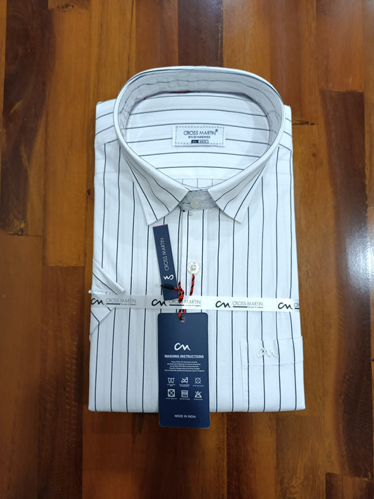 Pure Cotton White Stripes Shirt (44 HS)