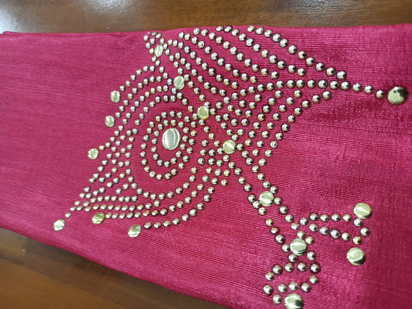 Magenta Colour Unstitched Blouse Piece Material with Bead Work