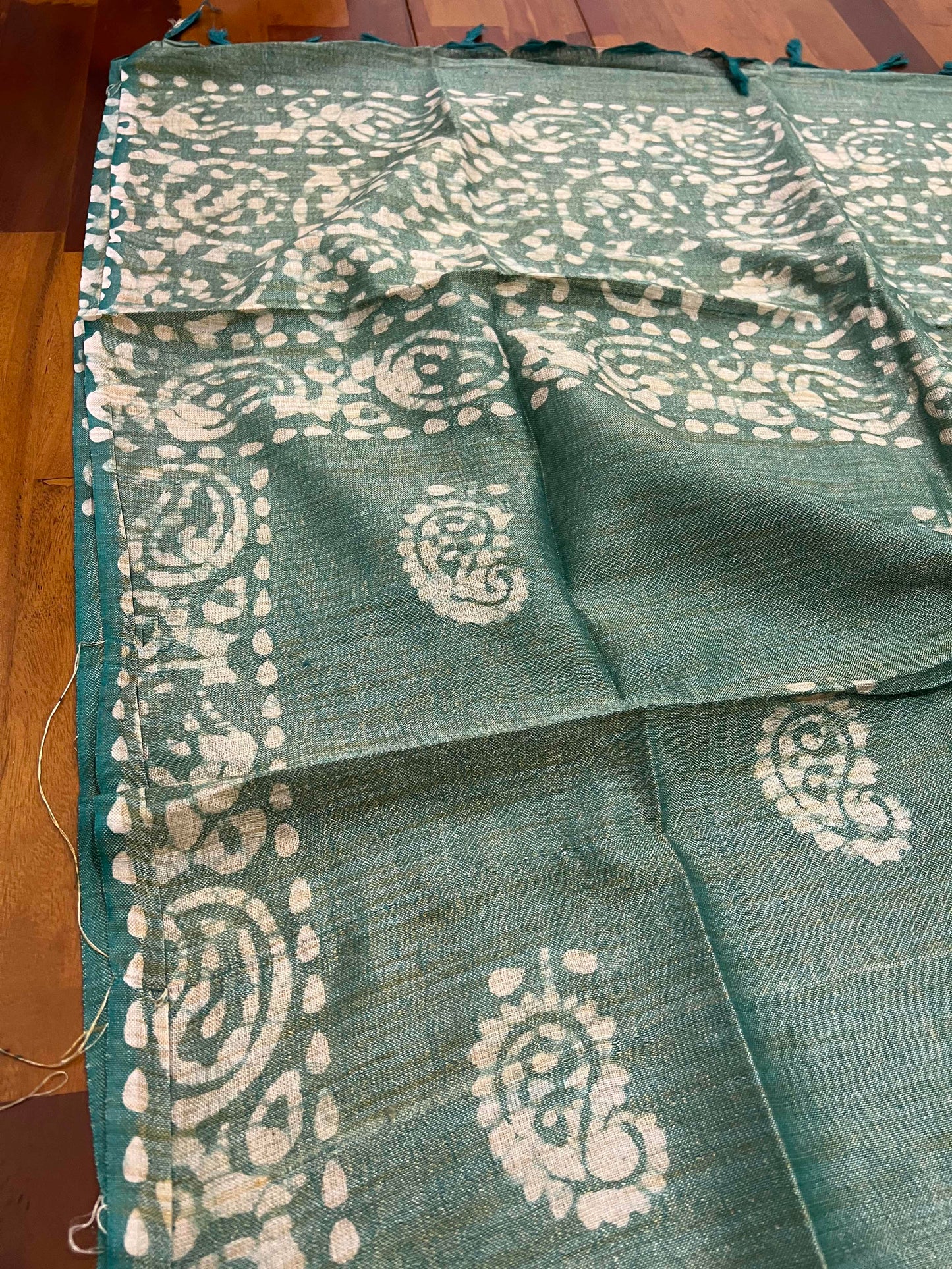 Southloom™ Pure Cotton Churidar Salwar Suit Material in Green with Baswara Prints