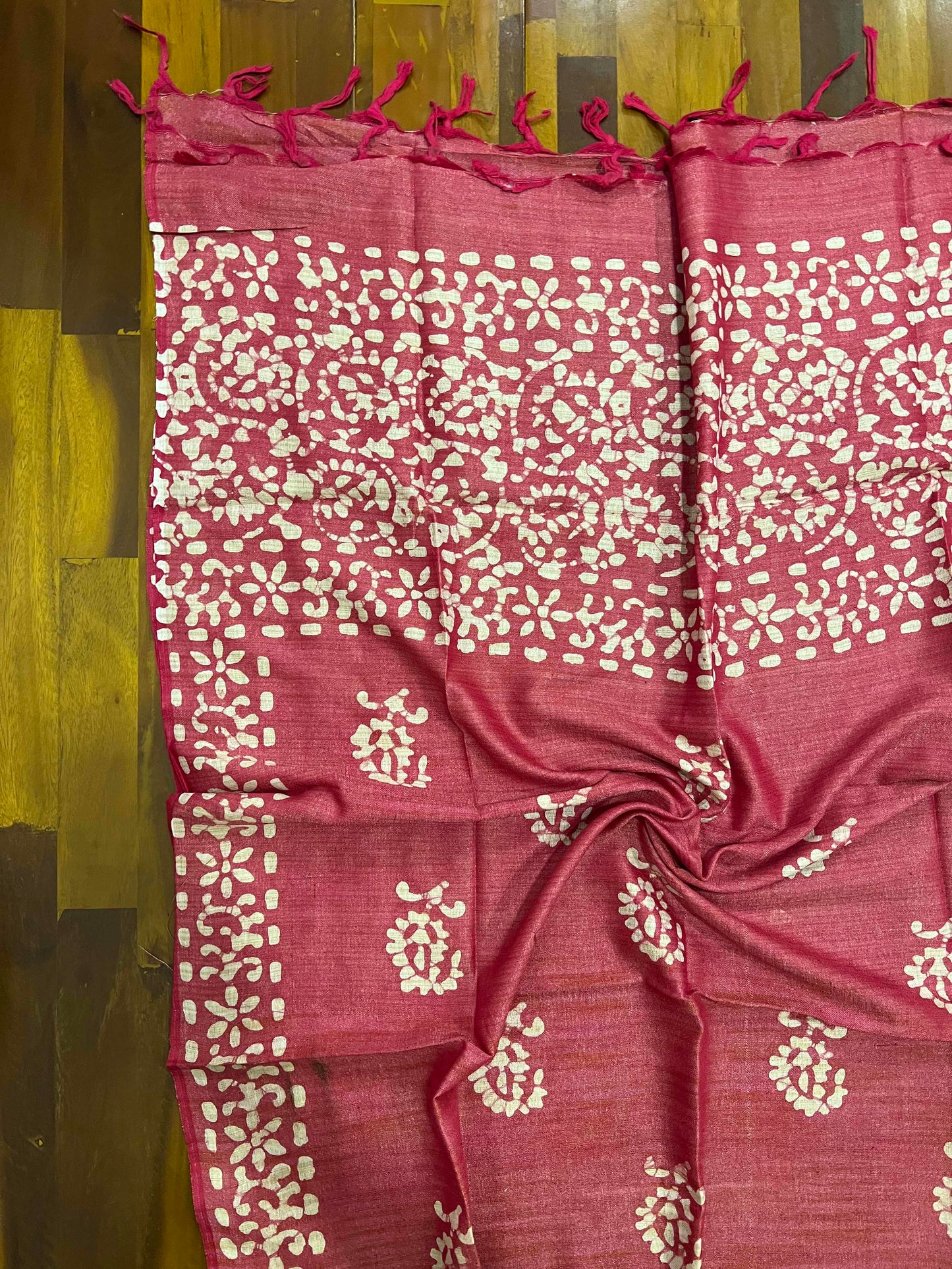 Southloom™ Pure Cotton Churidar Salwar Suit Material in Pinkish Red with Baswara Prints