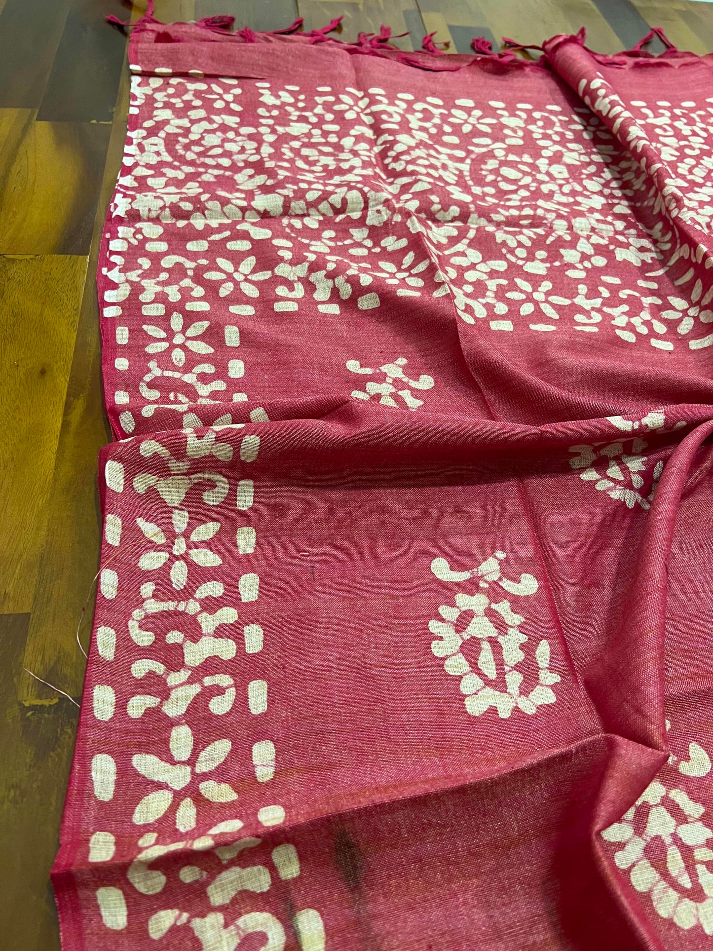 Southloom™ Pure Cotton Churidar Salwar Suit Material in Pinkish Red with Baswara Prints