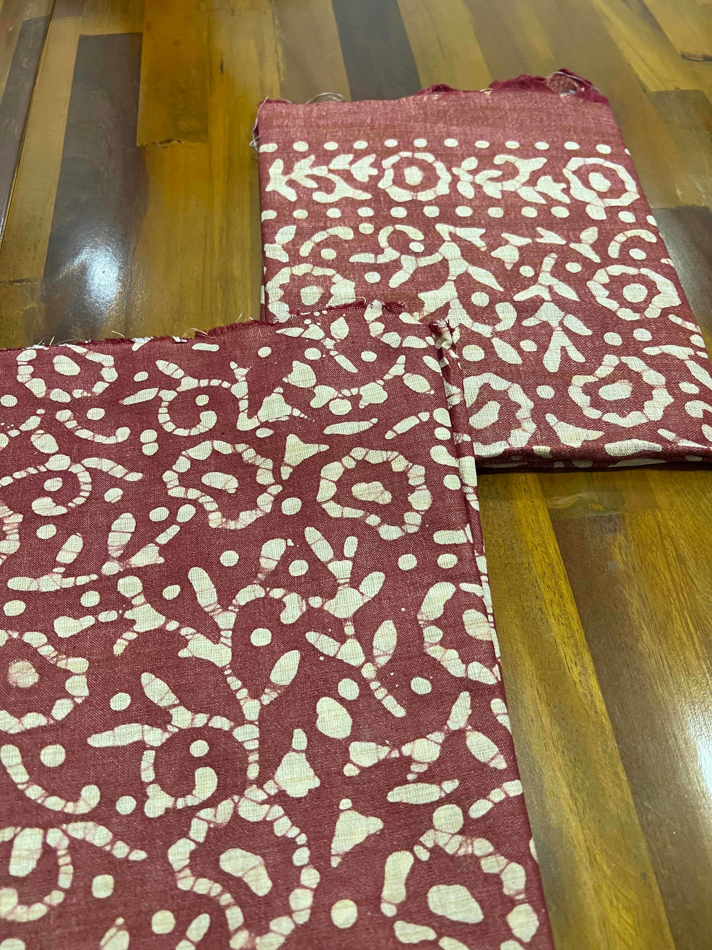 Southloom™ Pure Cotton Churidar Salwar Suit Material in Maroon with Baswara Prints