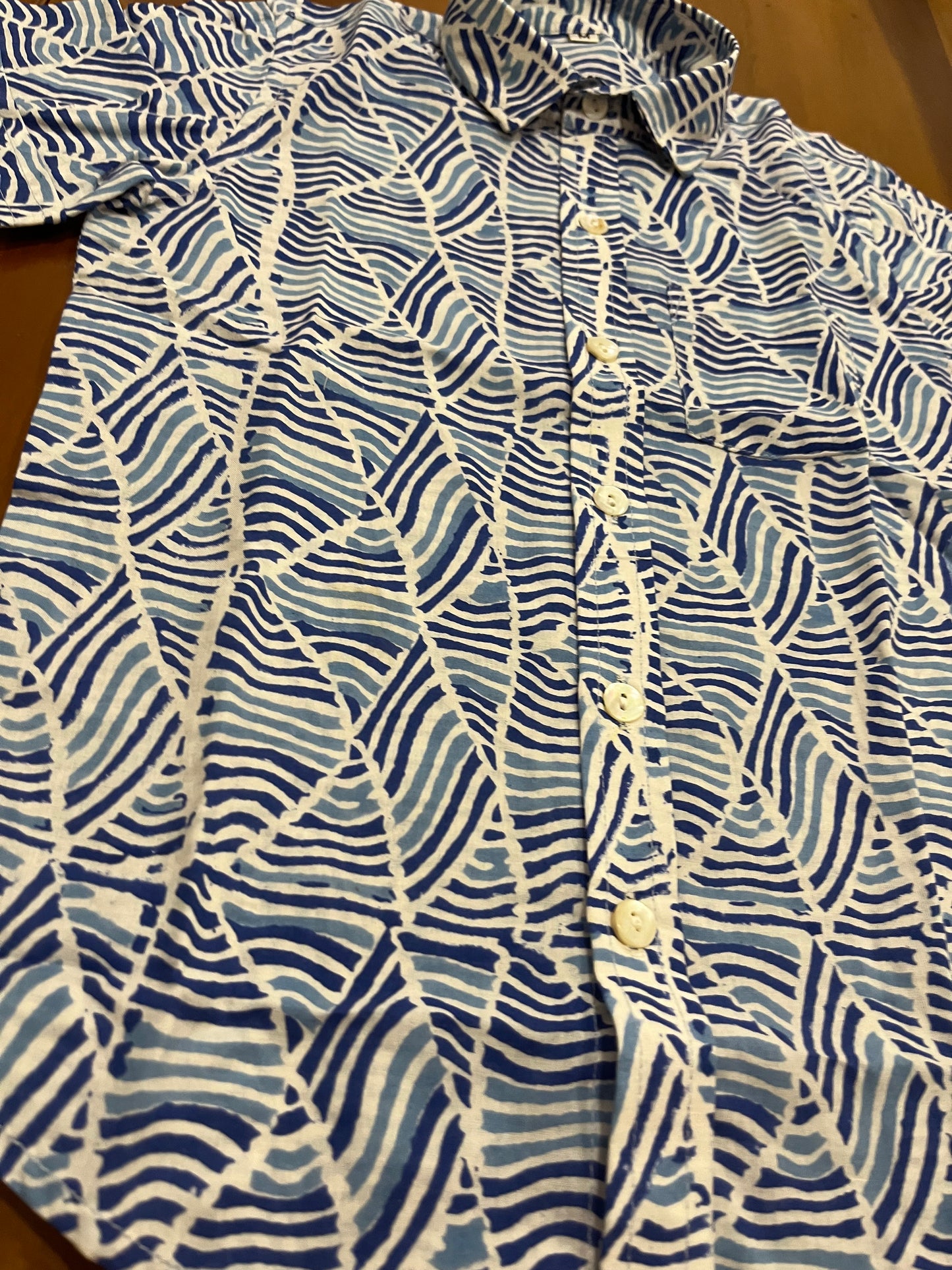Southloom Jaipur Cotton Blue Hand Block Printed Shirt For Kids (Half Sleeves)