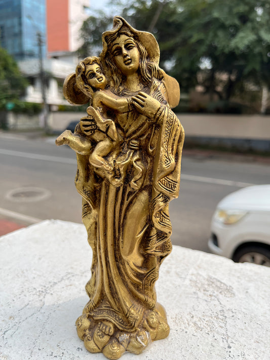 Southloom Solid Brass Handmade Mother Mary and Jesus Christ Handicraft