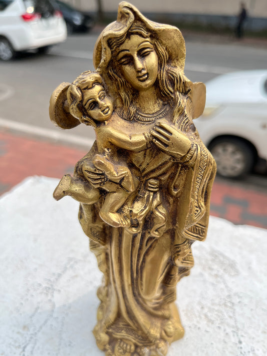 Southloom Solid Brass Handmade Mother Mary and Jesus Christ Handicraft