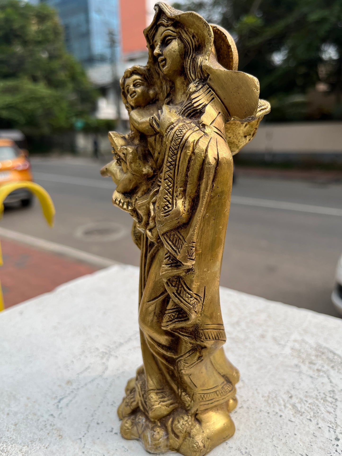 Southloom Solid Brass Handmade Mother Mary and Jesus Christ Handicraft