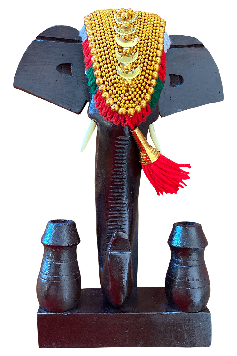 Southloom Handmade Temple Elephant Head with Pen Holder Handicraft 10 inches (Carved from Mahogany Wood)
