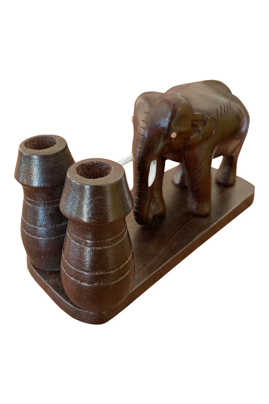 Southloom Handmade Elephant with Pen Holder Handicraft 3 inches (Carved from Mahogany Wood)
