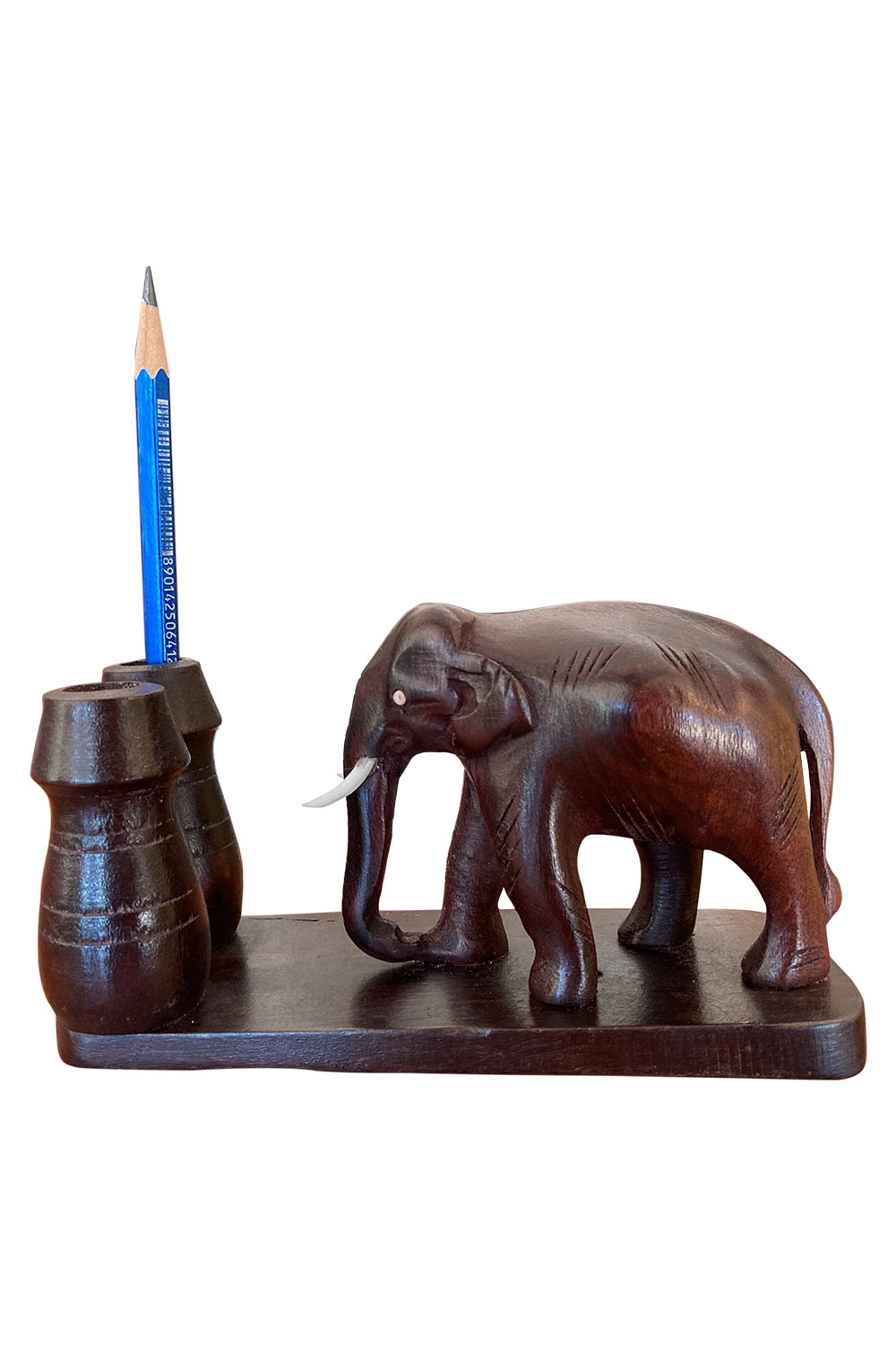 Southloom Handmade Elephant with Pen Holder Handicraft 3 inches (Carved from Mahogany Wood)