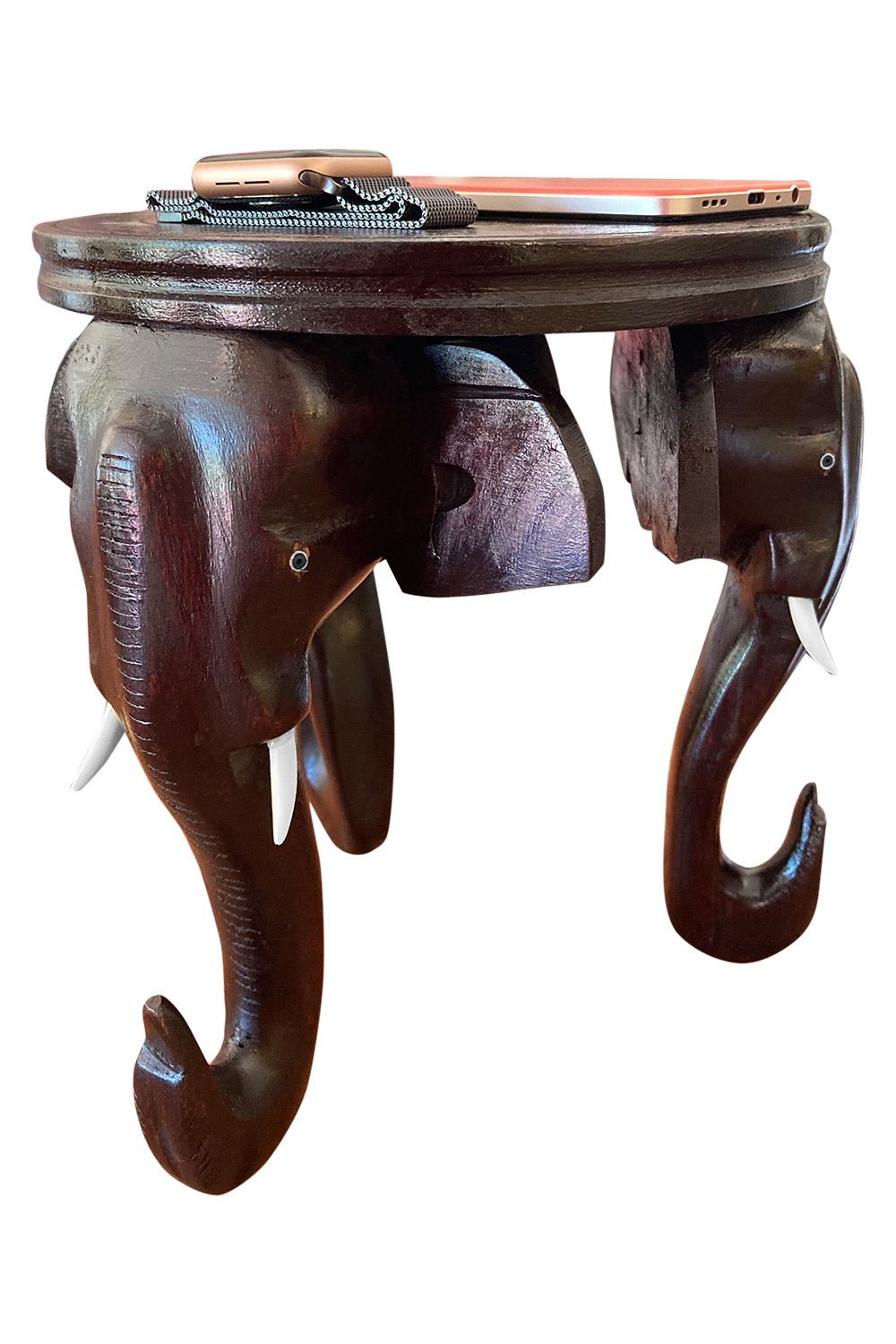 Southloom Handmade Elephant Head Flower Pot Stand Handicraft 9 inches (Carved from Mahogany Wood)