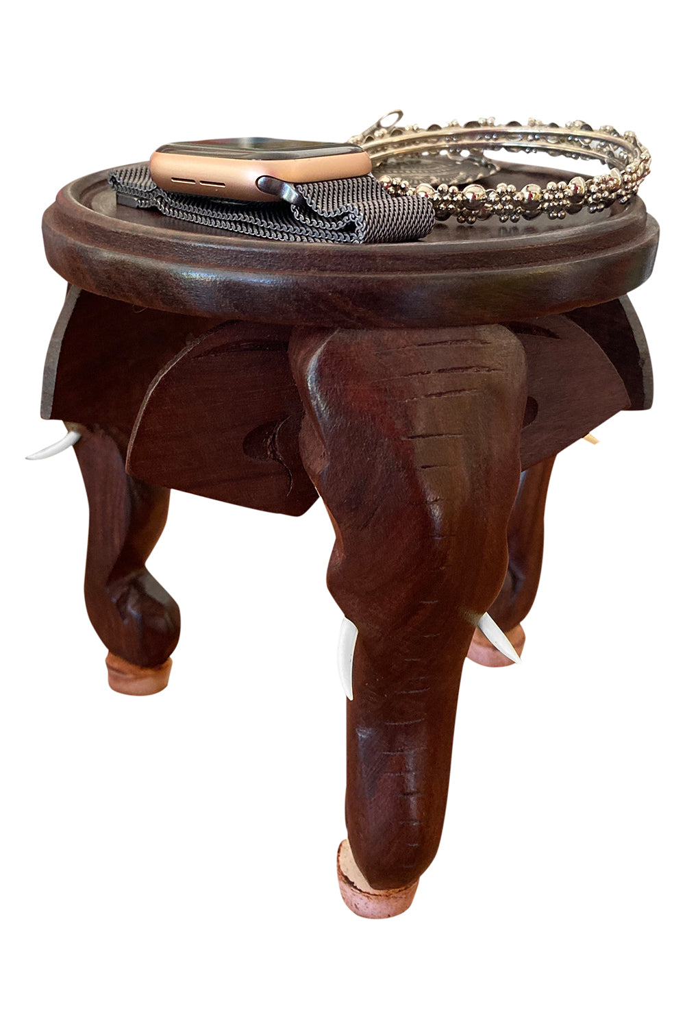 Southloom Handmade Elephant Head Flower Pot Stand Handicraft 8 Inches (Carved from Rose Wood)
