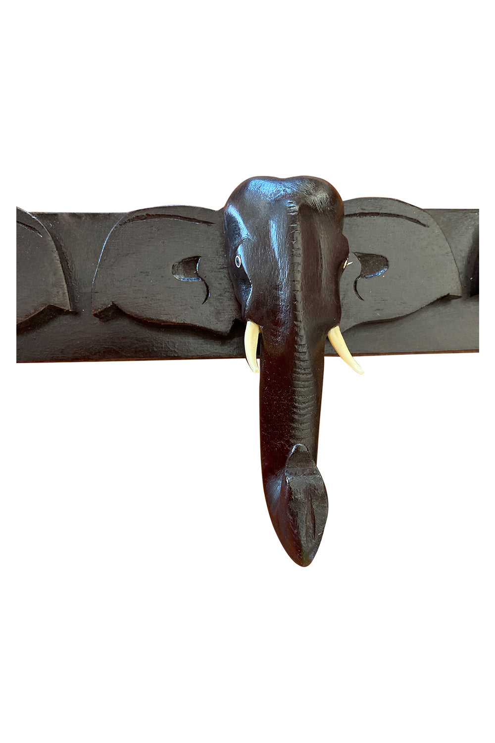 Southloom Handmade Wall Mounting Cloth Hanger Elephant Head Handicraft (Carved from Mahogany Wood) 4 Heads