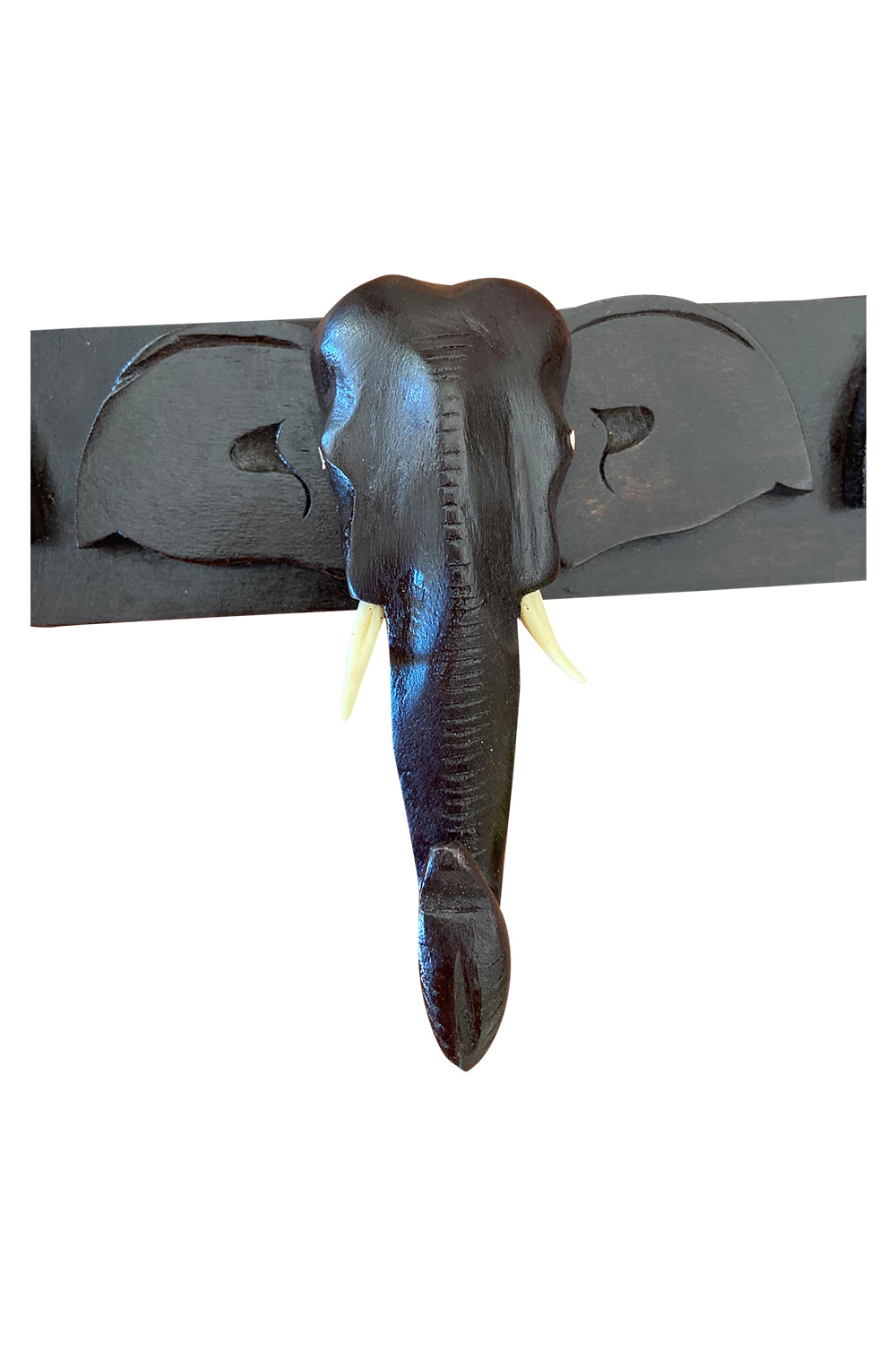 Southloom Handmade Wall Mounting Cloth Hanger Elephant Head Handicraft (Carved from Mahogany Wood) 3 Heads