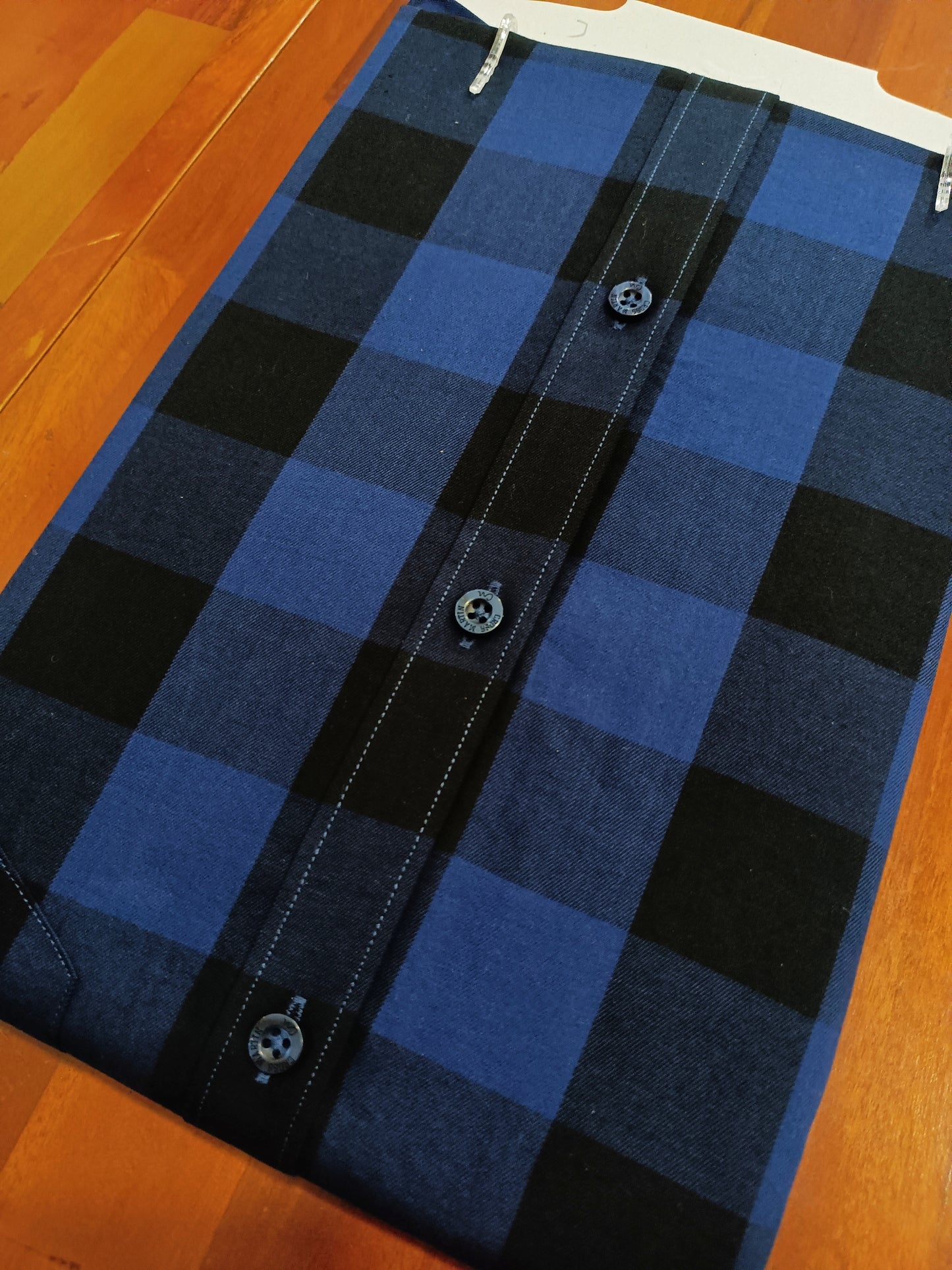Pure Cotton Black And Blue Checkered Shirt (40 HS)