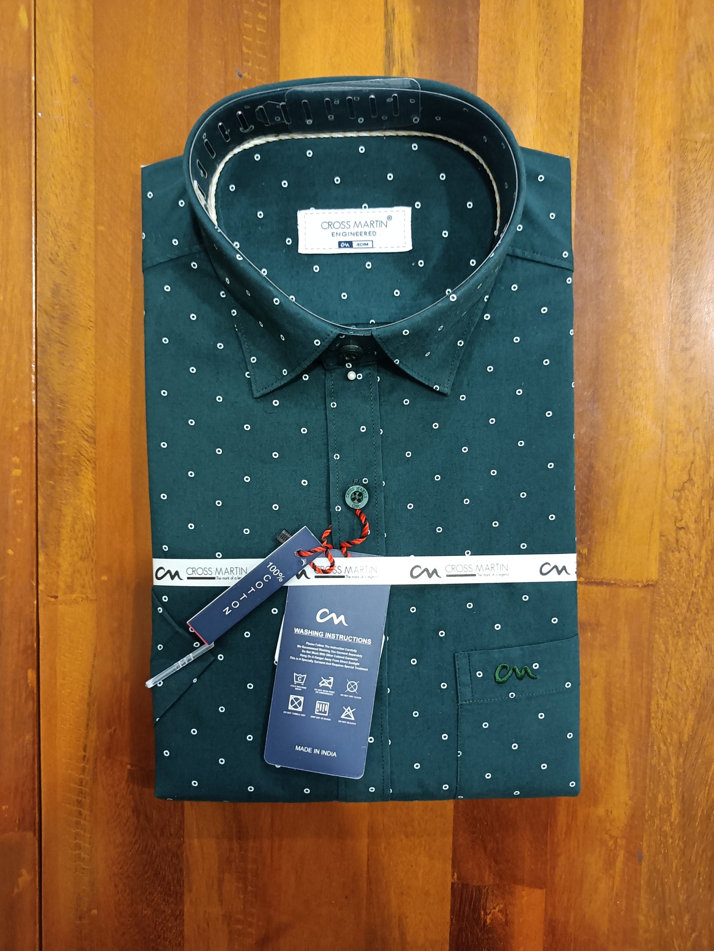 Pure Cotton Green Doted Shirt (40 HS)