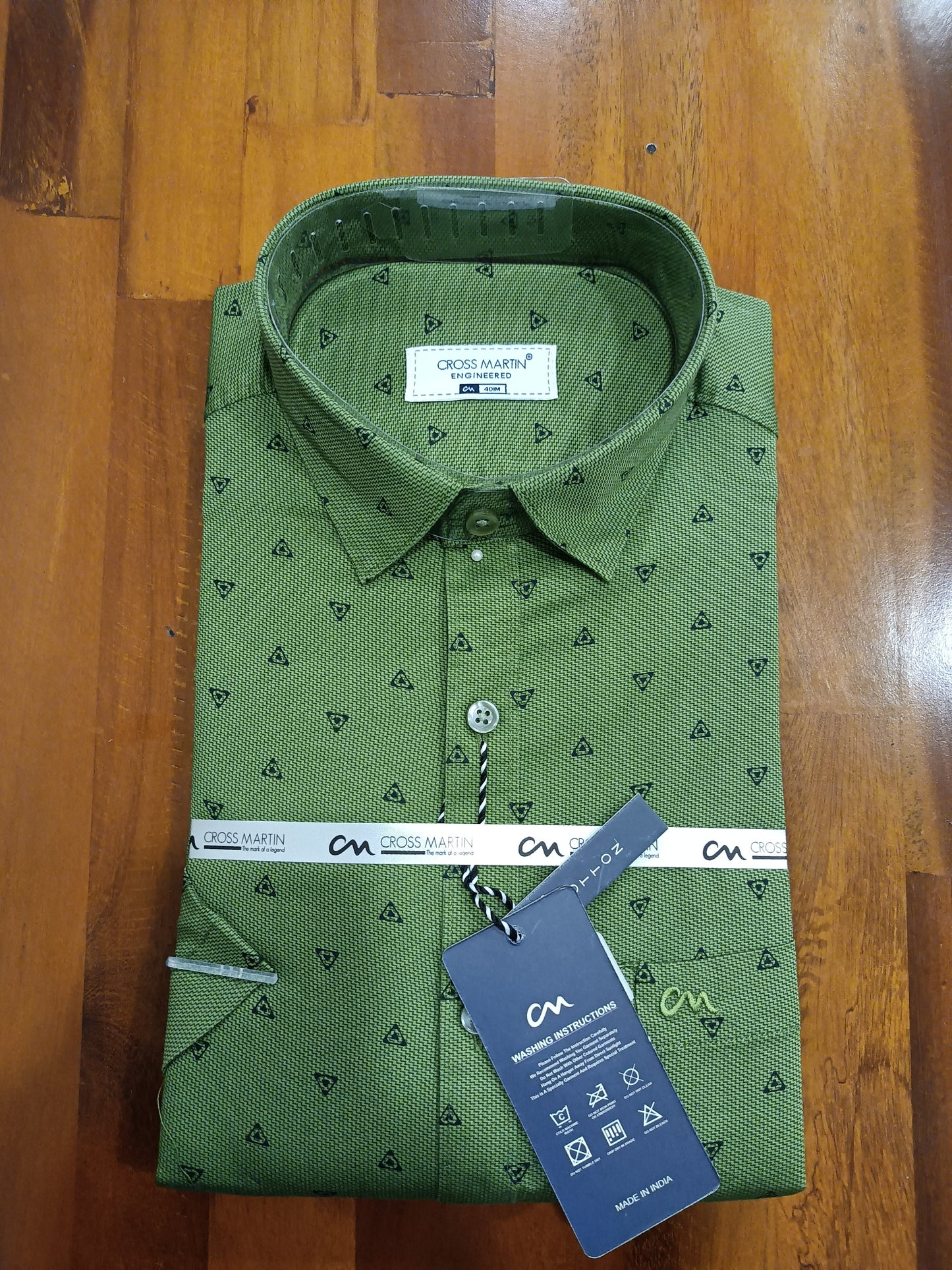 Pure Cotton Green Printed Shirt (40 HS)