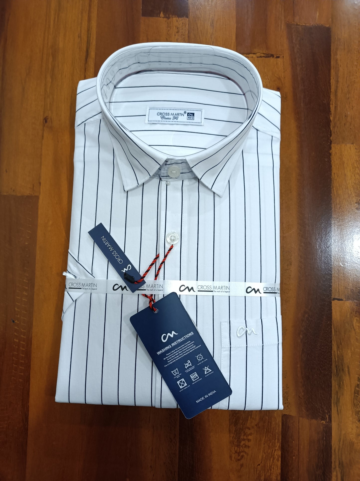 Pure Cotton White Stripes Shirt (40 HS)