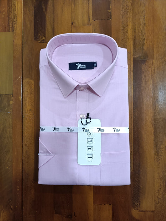 Pure Cotton Light Pink Solid Shirt (40 HS)