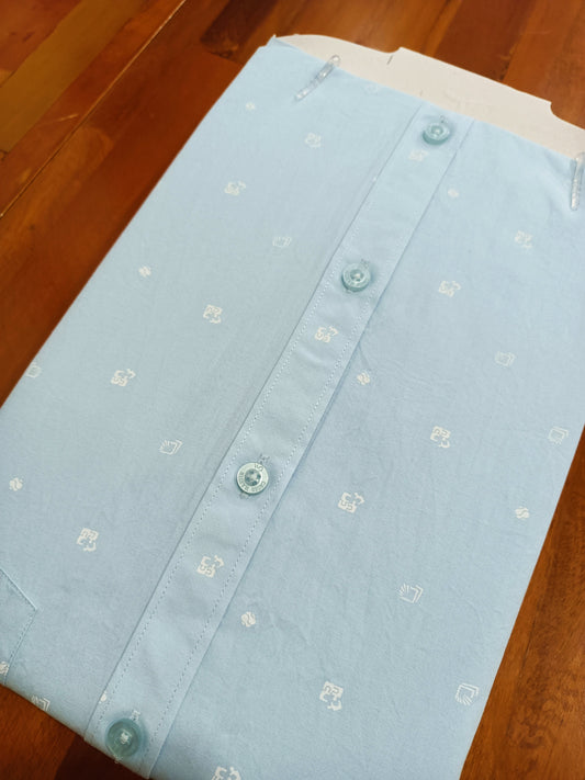 Pure Cotton Light Blue Printed Shirt (40 HS)