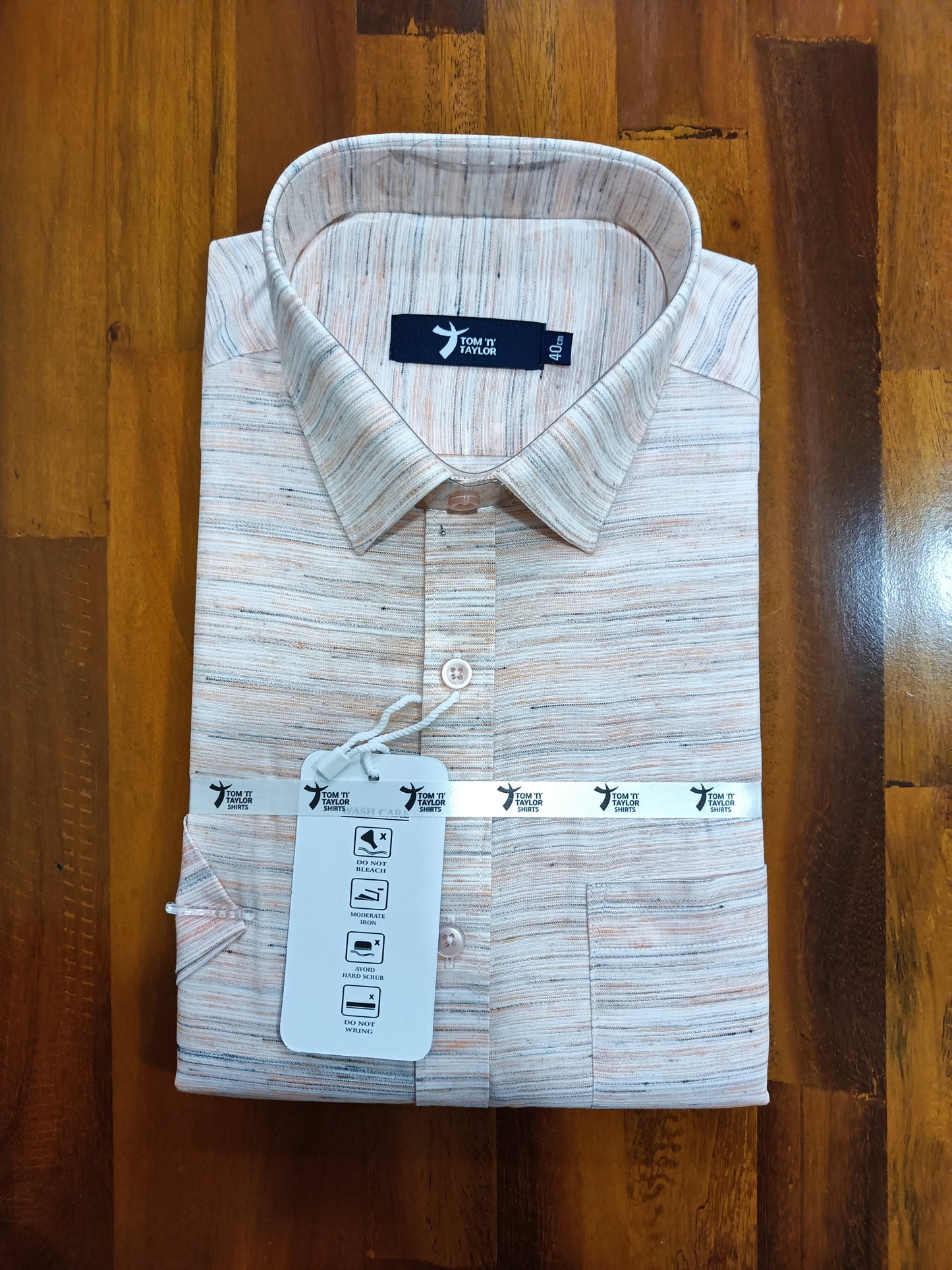 Pure Cotton Orangish Grey Shaded  Shirt (40 HS)