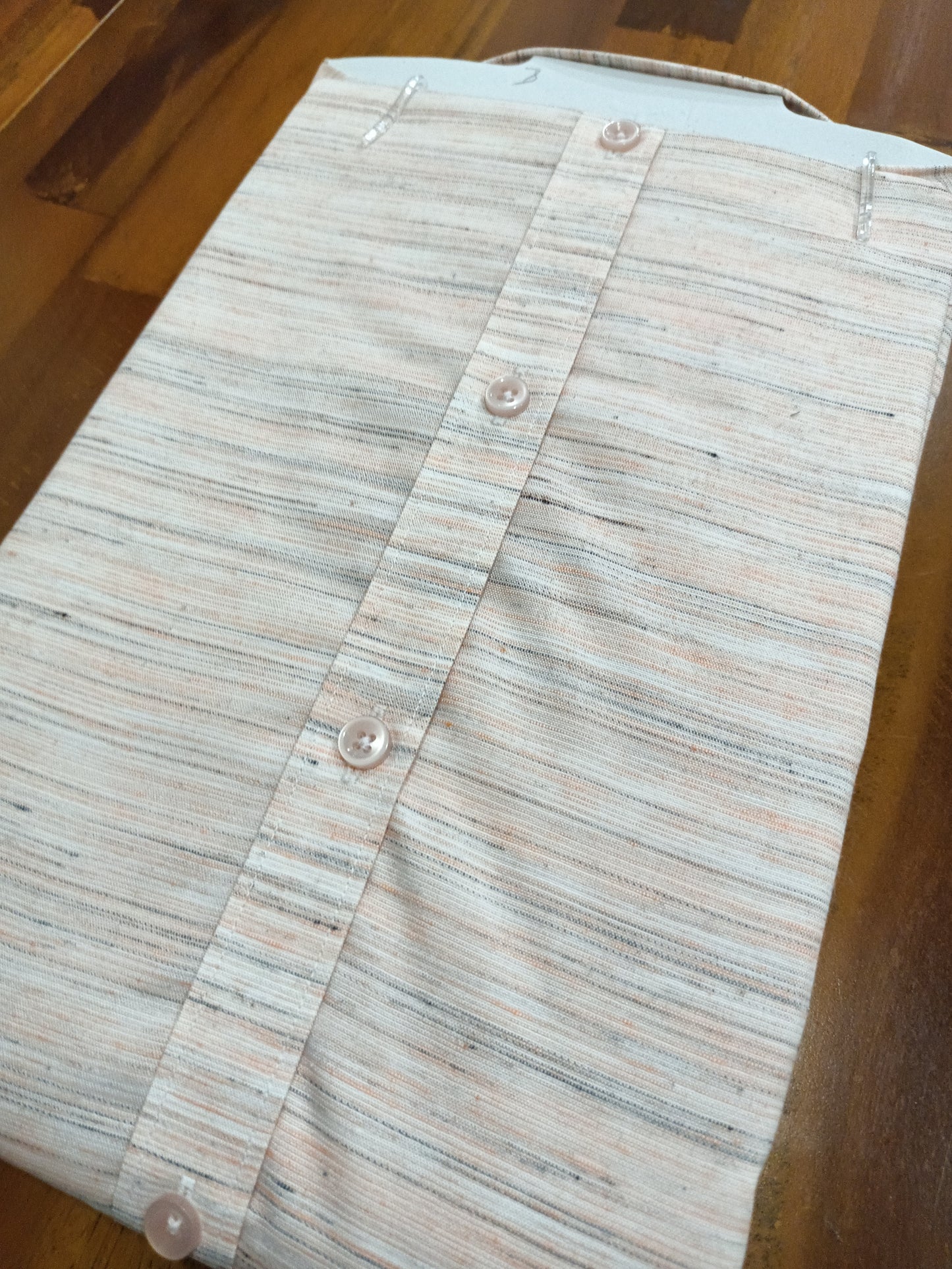 Pure Cotton Orangish Grey Shaded  Shirt (40 HS)