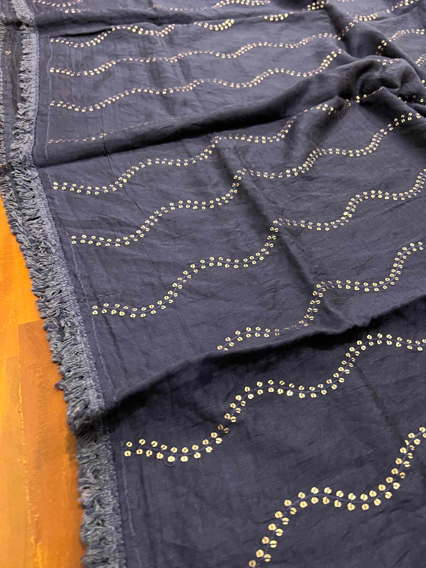 Southloom™ Semi Silk Churidar Salwar Suit Material in Violet Shade and Navy Blue with Embroidery Work