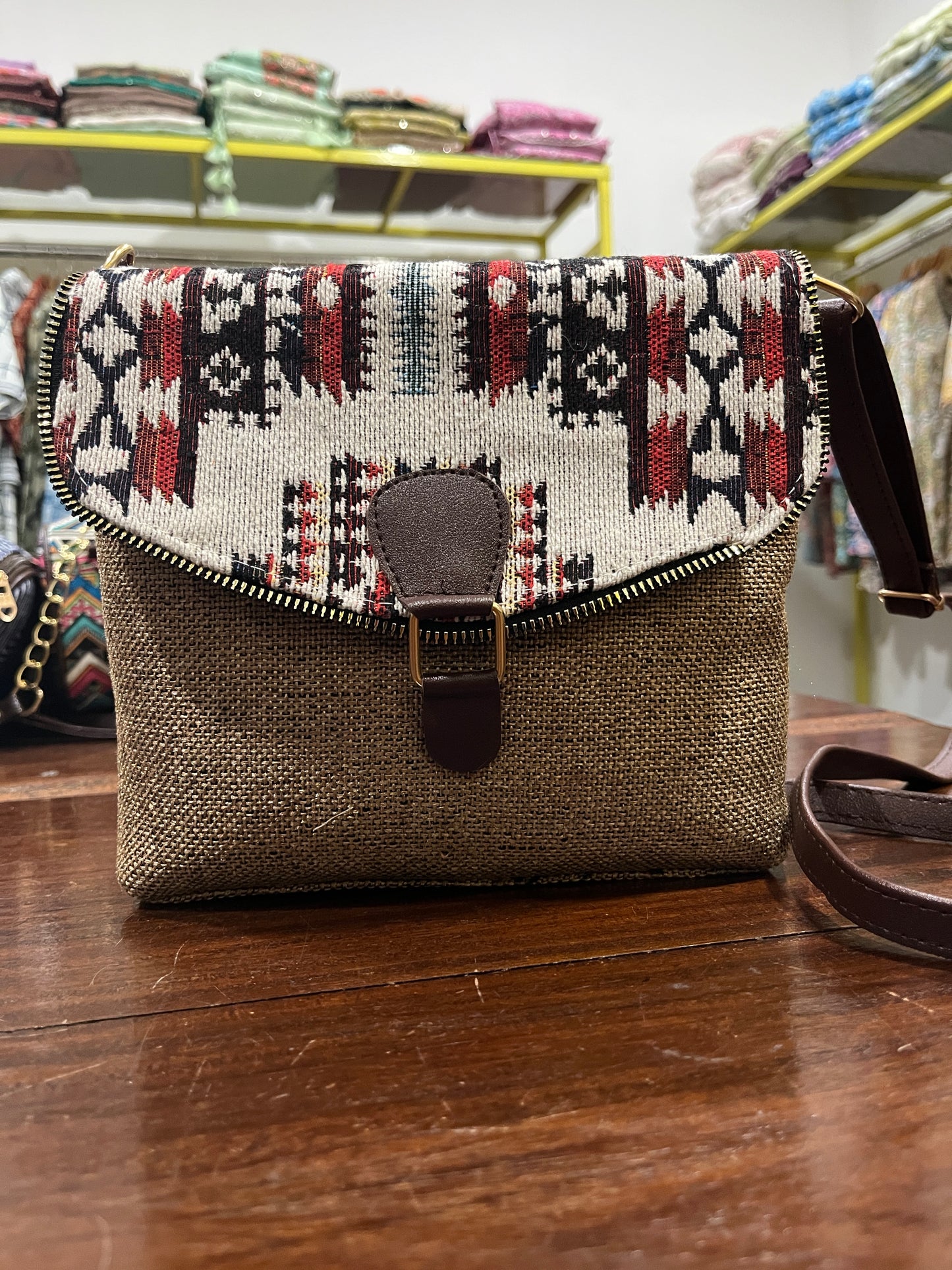 Southloom™ Handmade Brown and Multi Colour Mini Sling Handbag