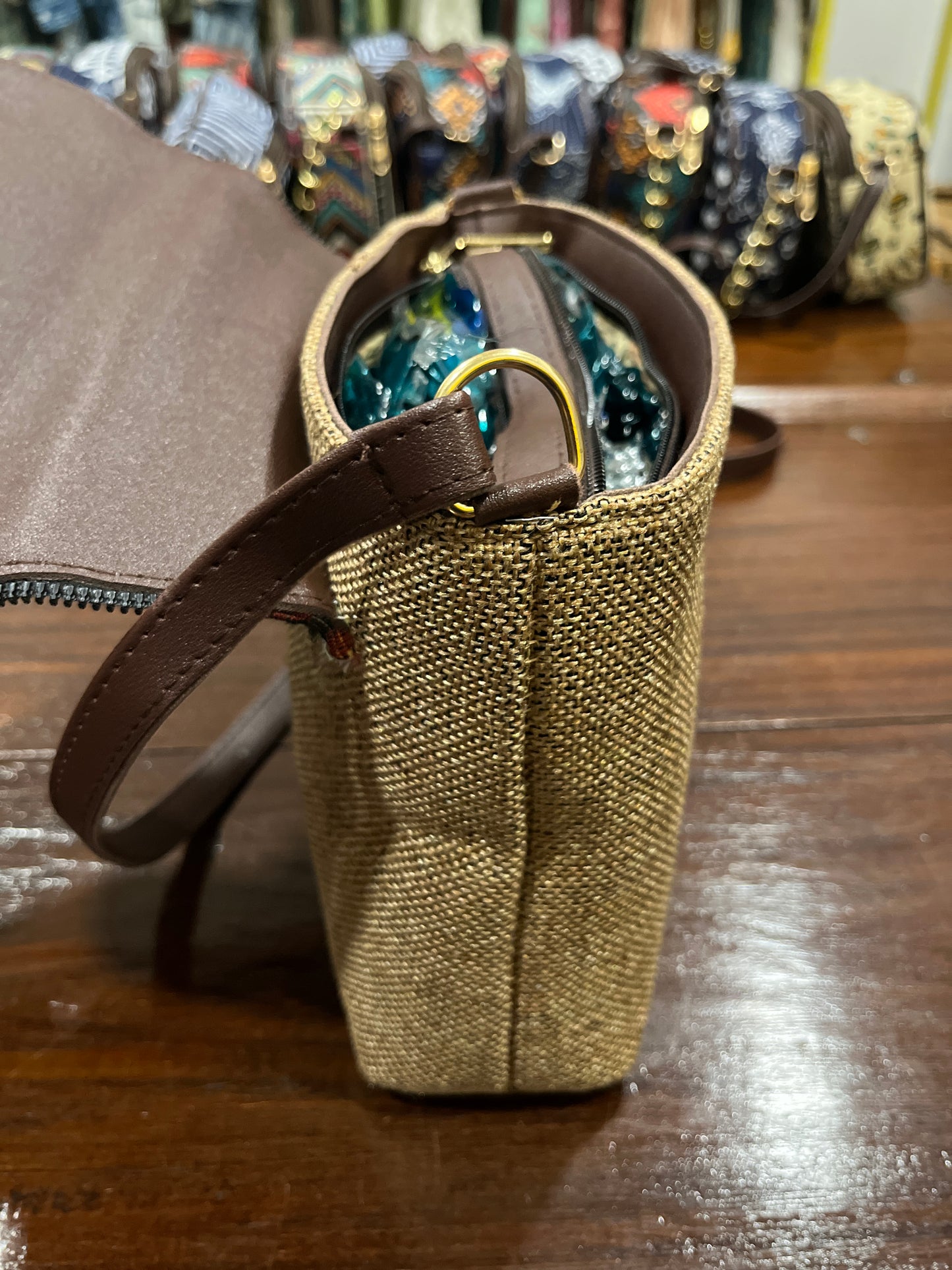 Southloom™ Handmade Brown and Multi Colour Mini Sling Handbag