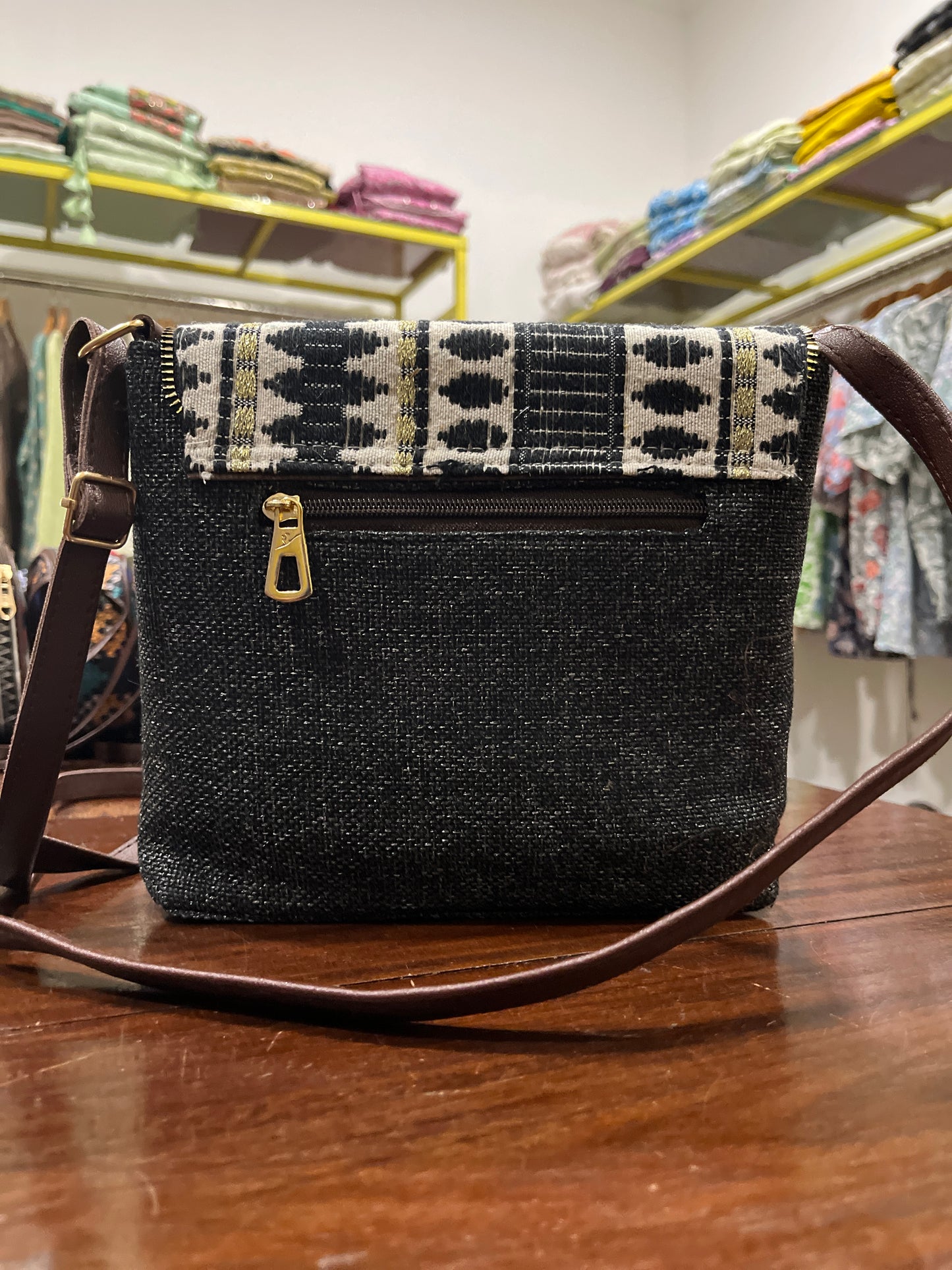 Southloom™ Handmade Black and Multi Colour Mini Sling Handbag