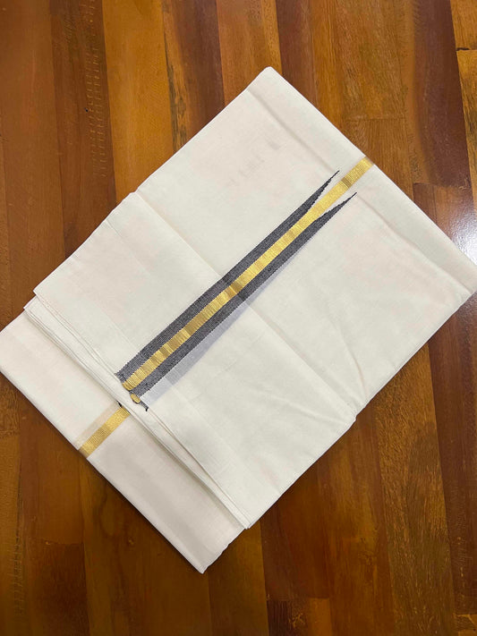 Southloom Premium Handloom Chutti Kara Kasavu Double Mundu (South Indian Dhoti) with Brown Chutti