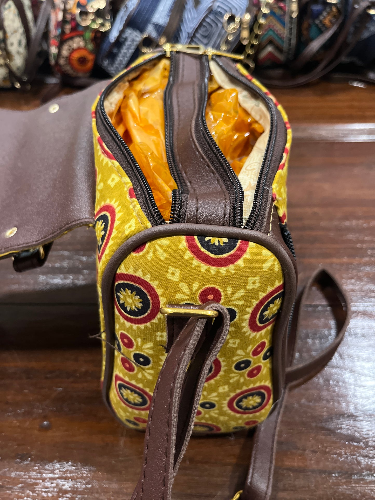 Southloom™ Handmade Yellow Multi Colour Printed Mini Sling Handbag