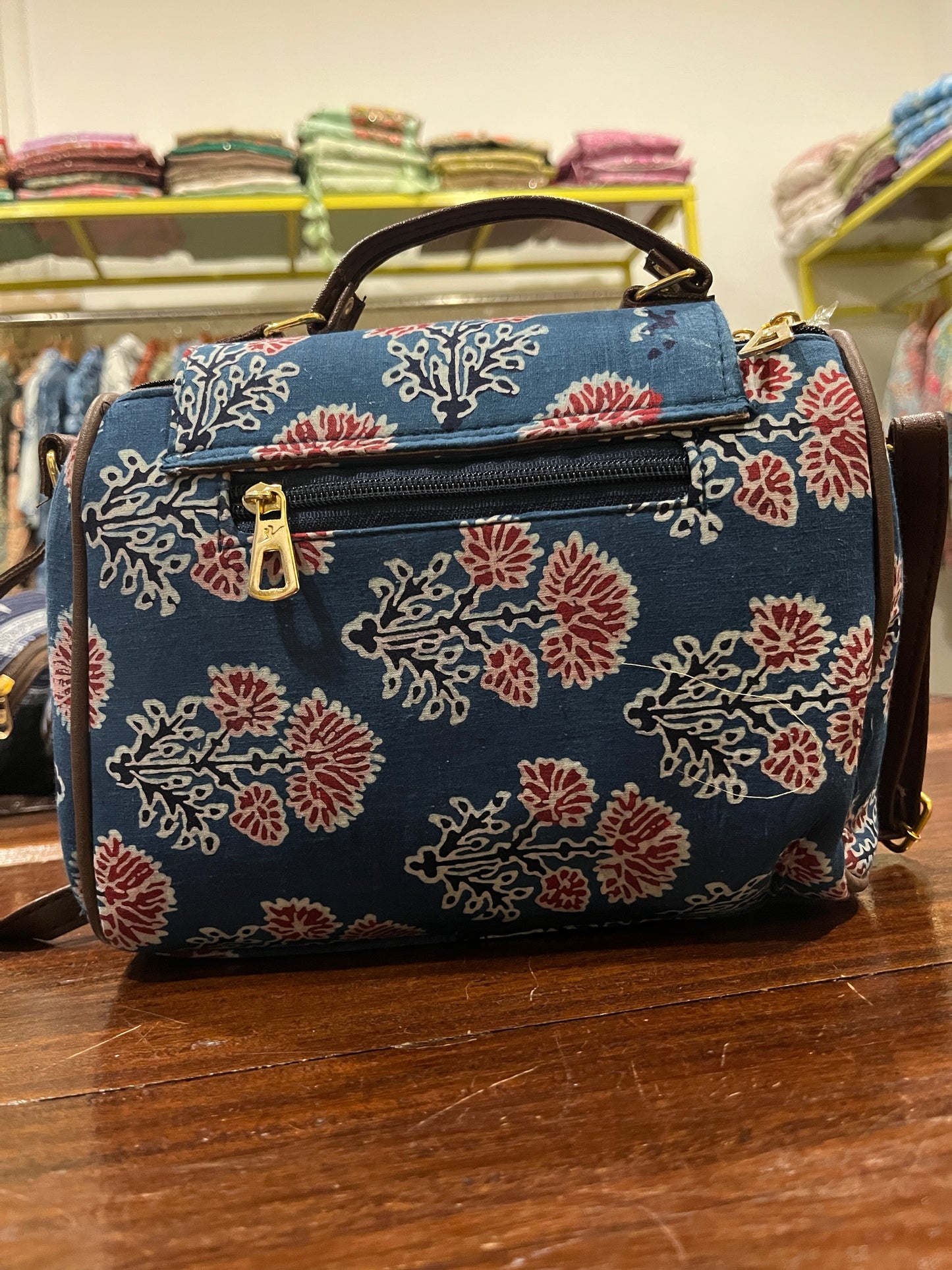 Southloom™ Handmade Blue Printed Mini Sling Handbag