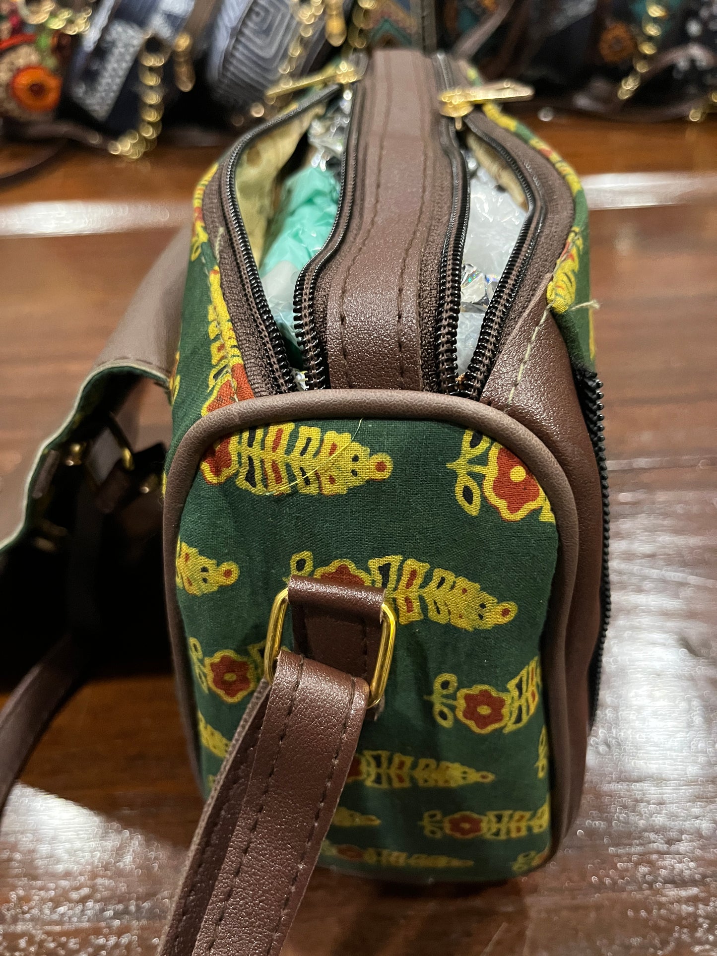 Southloom™ Handmade Green Printed Mini Sling Handbag