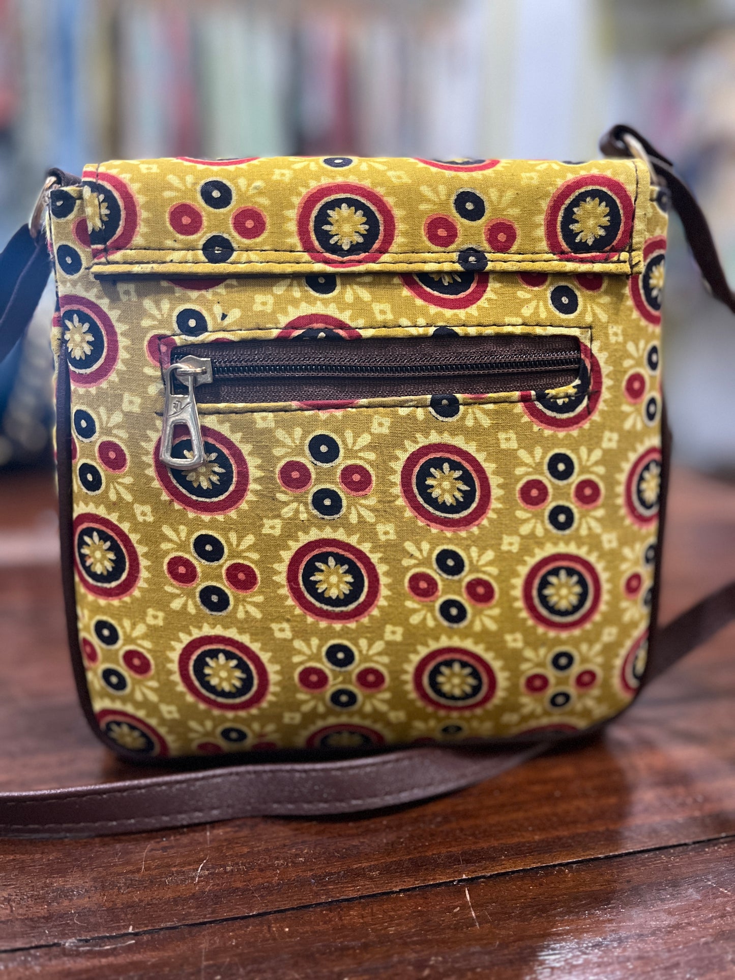 Southloom™ Handmade Yellow Printed Mini Sling Handbag