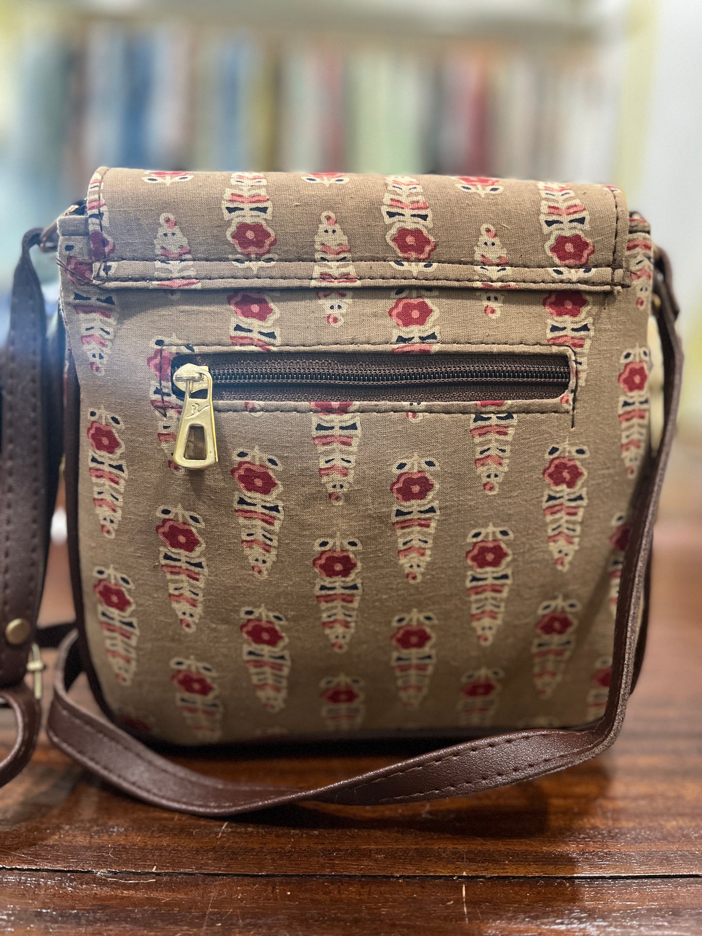 Southloom™ Handmade Light Brown Printed Mini Sling Handbag