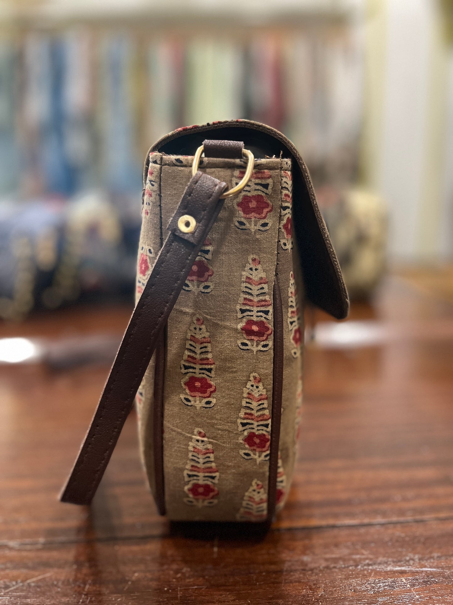 Southloom™ Handmade Light Brown Printed Mini Sling Handbag