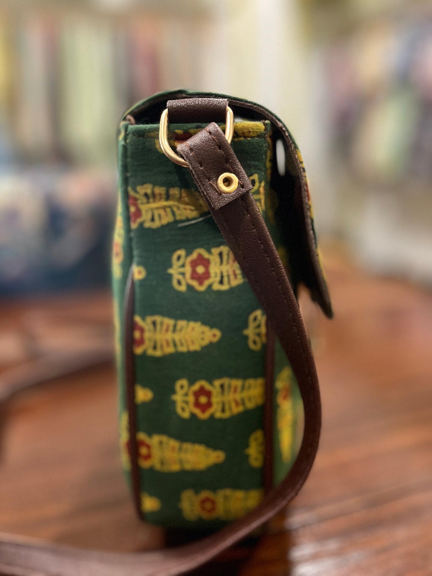 Southloom™ Handmade Green Printed Mini Sling Handbag