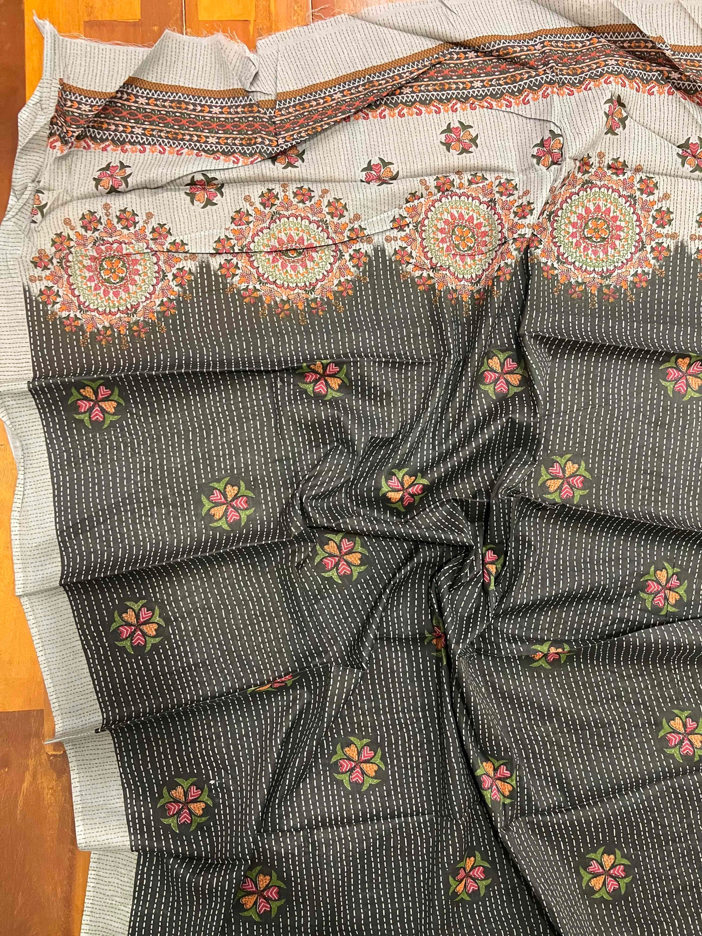 Southloom™ Cotton Churidar Salwar Suit Material in Grey with Embroidery