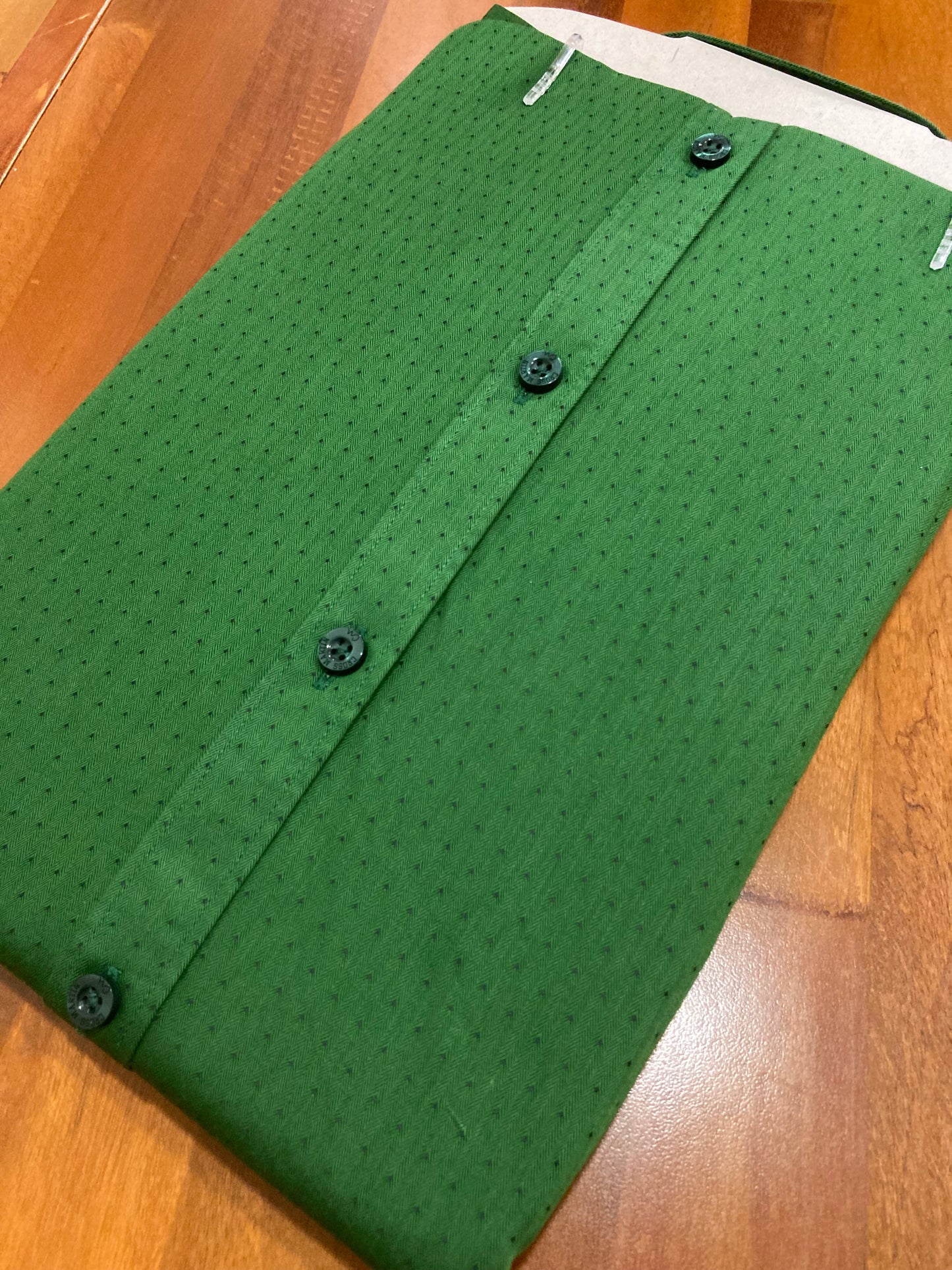 Pure Cotton Green With Black Dotted Shirt (40 HS)